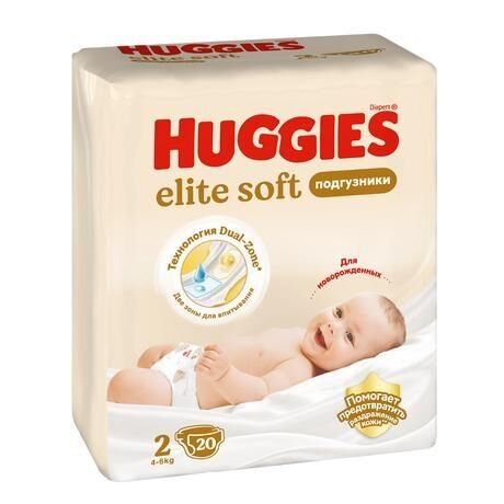 Huggies (хаггис) подгузники elite soft №20 р.2 4-6кг (Кимберли-кларк ооо)