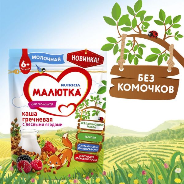 Малютка каша молочная 220г гречка лесн.ягоды (Истра-нутриция детское питание ао)