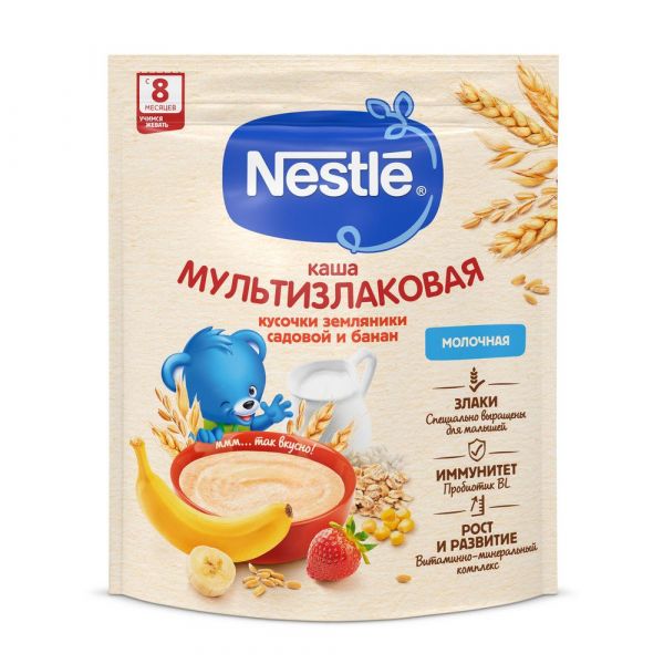 Nestle (Нестле) каша молочная 200г мультизлак банан земляника с 8 мес. (Нестле россия ооо)