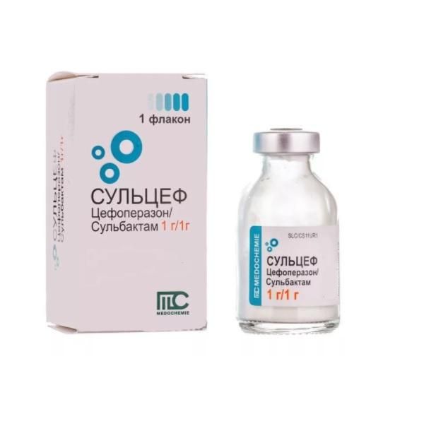 Сульцеф 1г+1г пор.д/р-ра д/ин.в/в. в/м. №1 фл. (Medochemie ltd)