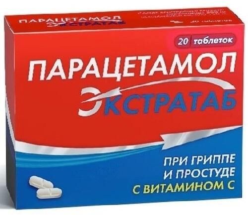 Парацетамол экстратаб 500мг+150мг таб. №20 (Оболенское фармацевтическое предприятие ао)