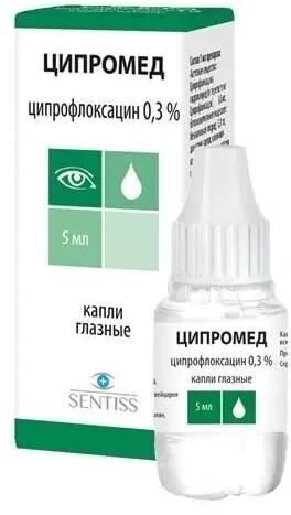 Ципромед 0.3% 5мл капли глазн. №1 фл.-кап. (Sentiss pharma pvt. ltd.)