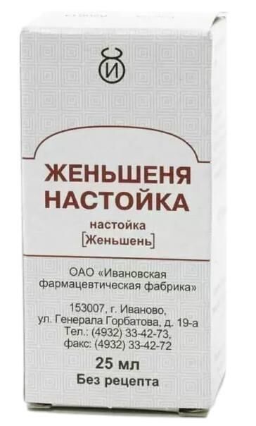 Женьшень 25мл настойка №1 фл. (Ивановская фармацевтическая фабрика оао)