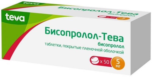 Бисопролол-тева 5мг таб.п/об.пл. №50 (Teva pharmaceutical works private co.)