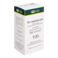Ко-тримоксазол 240мг/ 5мл 100мл сусп.д/пр.внутр. №1 фл.ложк.мерн. (ФАРМСТАНДАРТ)