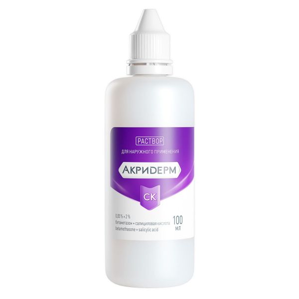 Акридерм ск 0,05%+2% 100мл р-р д/пр.наружн. фл. (Galentik pharma pvt ltd)