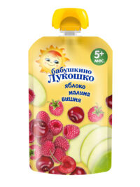 Бабушкино лукошко пюре 90г гуала-пак  яблоко/малина вишня (ФАУСТОВО)