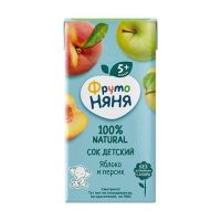 Фрутоняня сок 200мл яблоко персик с мякотью б/сахара (ПРОГРЕСС ОАО)