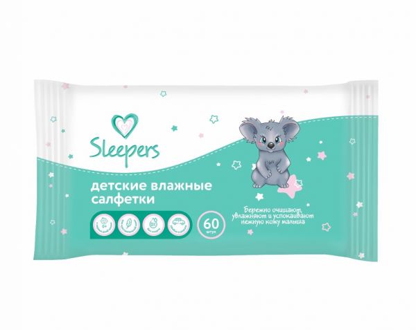 Sleepers (Слиперс) салфетки влажные детские №60 шт. (Авангард ооо)