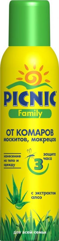 Picnic family (пикник фэмили) аэрозоль от комаров 150мл (АЭРОЗОЛЬ ООО)