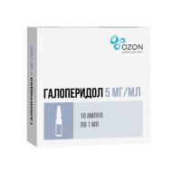 Галоперидол 5мг/мл 1мл р-р д/ин.в/в.,в/м. №10 амп. (ОЗОН)