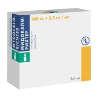 Мидокалм 100мг+2,5мг/мл 1мл р-р д/ин.в/в.,в/м. №5 амп. (ГЕДЕОН РИХТЕР)