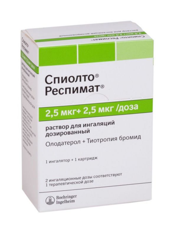 Спиолто респимат 2,5мкг+2,5мкгдоза 4мл р-р д/инг. картридж  +ингалятор (Boehringer ingelheim pharma gmbh)