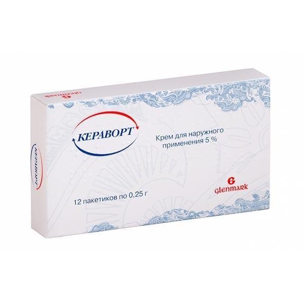 Кераворт 5% 0,25г крем №12 пак. (Glenmark generics ltd.)