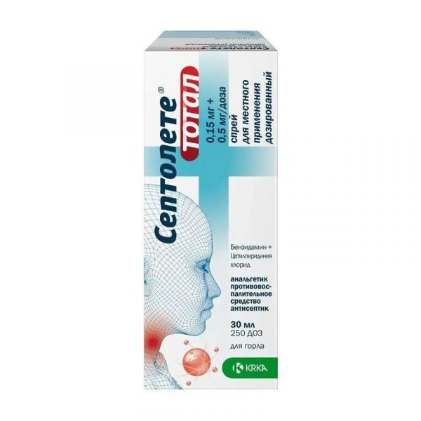 Септолете тотал 0,15мг+0,5мг/доза 30мл спрей д/пр.местн.доз. (Krka d.d._2)