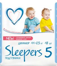 Sleepers (слиперс) подгузники 5 №18 юниор 11-25кг (ONTEX)