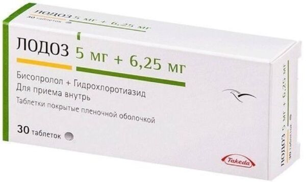 Лодоз 5мг+6,25мг таб.п/об.пл. №30 (Merck kgaa)