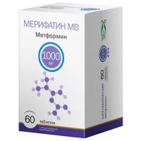 Мерифатин мв (метформин) 1000мг таб.пролонг.высв. №60 (ФАРМАСИНТЕЗ ГК)