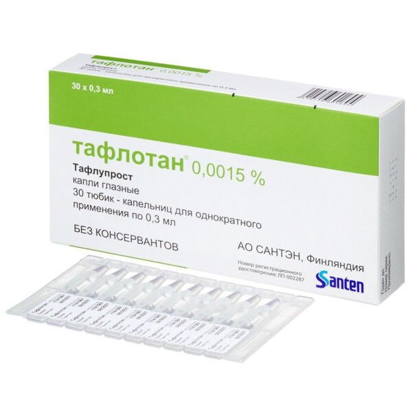 Тафлотан 0.0015% 0.3мл капли глазн. №30 тюб.-кап. (Santen oy)