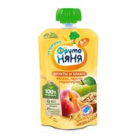 Фрутоняня пюре 130г гуала-пак  яблоко персик злаки (ПРОГРЕСС ОАО)