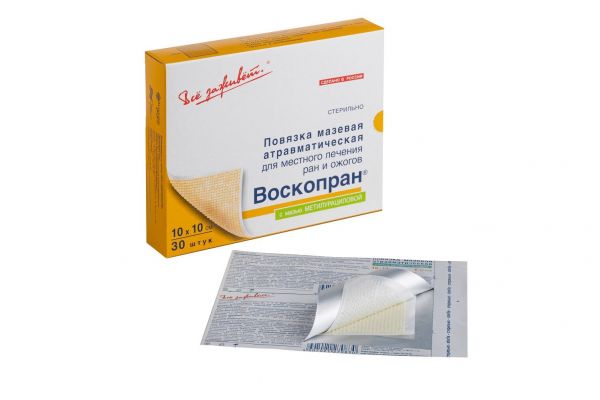 Воскопран повязка мазевая метилурациловая №30 шт.  10*10см (Новые перевязочные материалы зао)