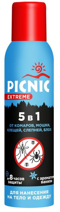 Picnic (Пикник) экстрим аэрозоль 5в1 150мл от комаров, мошки, клещей, слепней, блох (АЭРОЗОЛЬ ООО)