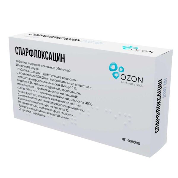 Спарфлоксацин 200мг таб.п/об.пл. №6 (Озон ооо)
