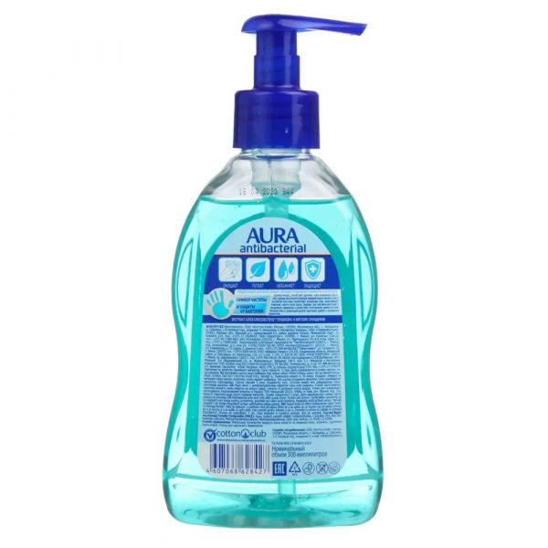 Aura (Аура) мыло жидкое антибактериальное 300мл алоэ (Коттон клаб ооо)