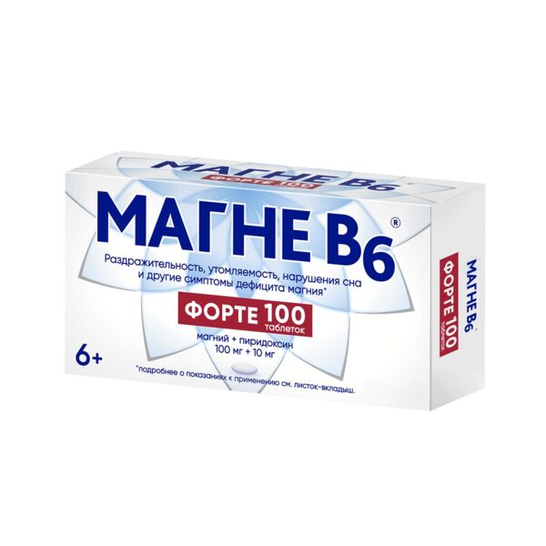 Магне b6 форте таб.п/об.пл. №100 (Opella healthcare hungary ltd)