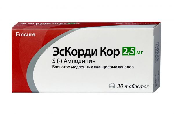 Эскорди кор 2.5мг таблетки №30 (Emcure pharmaceuticals ltd.)