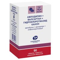 Амлодипин+валсартан+гидрохлоротиазид 5+160+12,5мг таб.п/об.пл. №90 (КАНОНФАРМА)