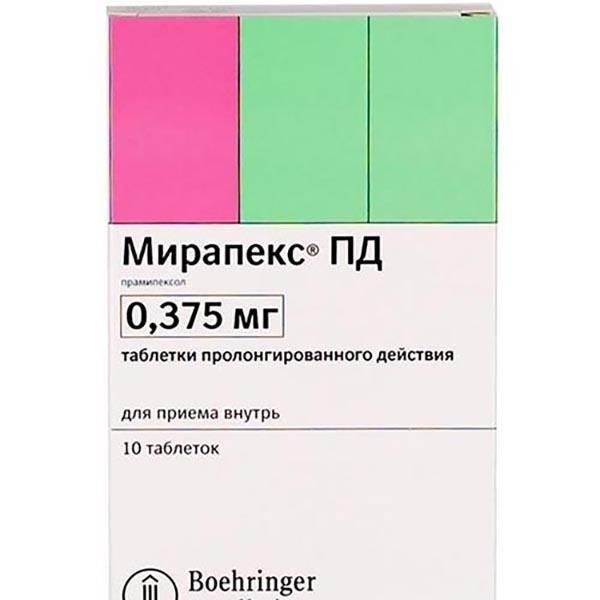 Мирапекс пд 0.375мг таб.пролонг. №10 (Rottendorf pharma gmbh)