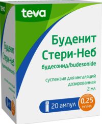 Буденит стери-неб 0.25мг/мл 2мл сусп.д/инг.доз. №20 амп. (ТЕВА)