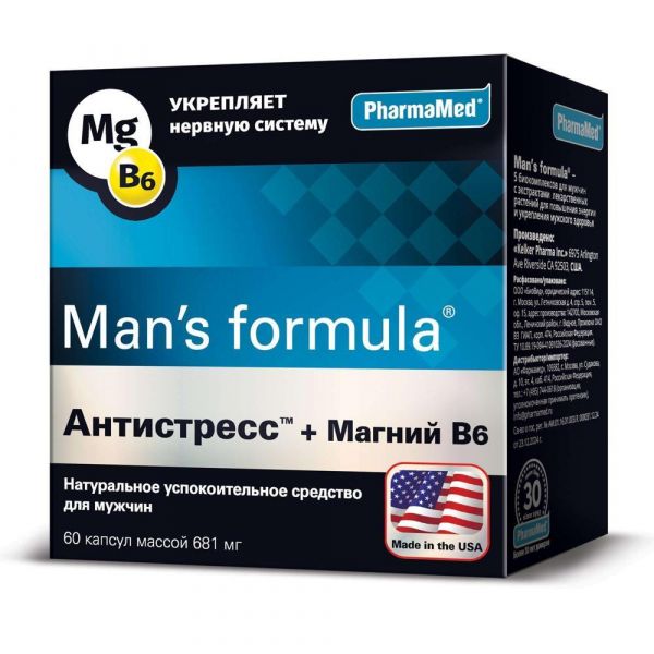 Man's formula (Менс формула) антистресс+магний в6 капс. №60 (Kelker pharma inc/биовид ооо)