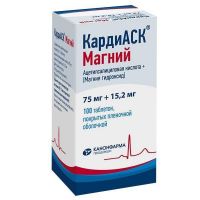 Кардиаск магний 75мг+15,2мг таб.п/об.пл. №100 (КАНОНФАРМА)
