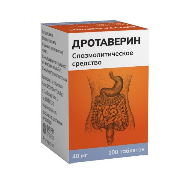 Дротаверин 40мг таб. №100 (Фармпроект зао)