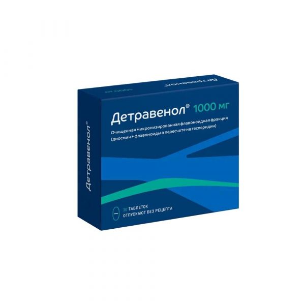 Детравенол 1000мг таб.п/об.пл. №30 (Озон ооо)