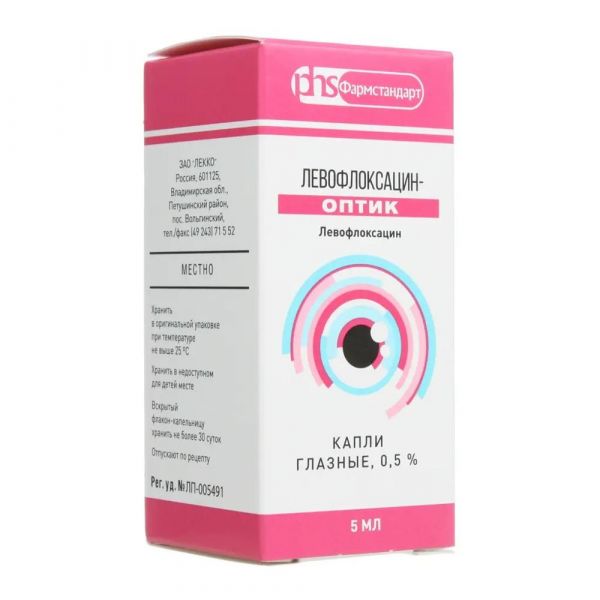 Левофлоксацин-оптик 0,5% 5мл капли глазн. №1 фл.-кап. (Лекко фф зао_1)