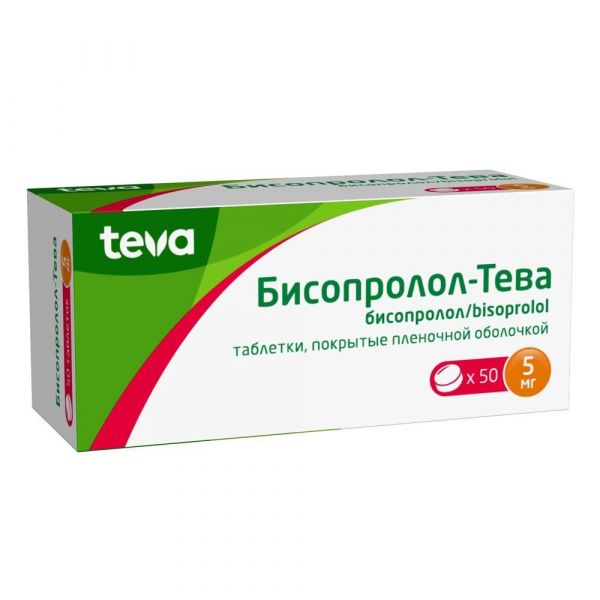 Бисопролол-тева 5мг таб.п/об.пл. №50 (Teva pharmaceutical works private co.)