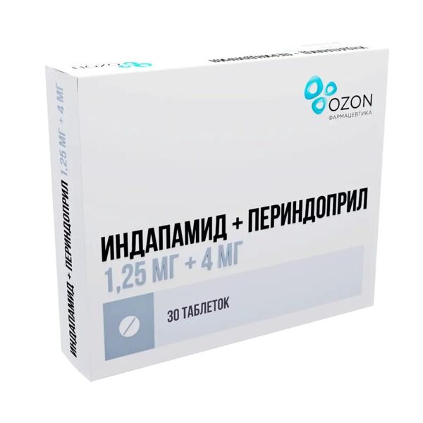 Индапамид+периндоприл 1,25мг+4мг таб. №30 (Озон ооо)