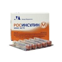 Росинсулин м микс 30/70 100ед/мл 3мл сусп.д/ин.п/к. №5 картридж (МЕДСИНТЕЗ)