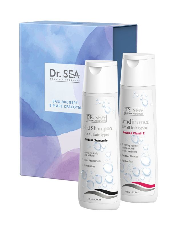 Dr. Sea (Доктор море) набор для укрепления и восстановления волос шампунь 250мл + бальзам 250мл 7018 (Dr.burstein ltd.hataasia st.)