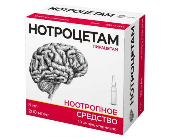Нотроцетам 200мг/мл 5мл р-р д/ин.в/в. в/м. №10 (Велфарм ооо_2)