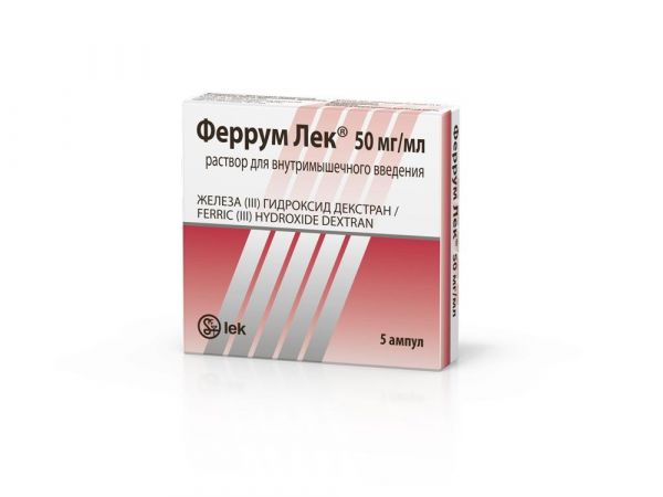 Феррум лек 50мг/мл 2мл р-р д/ин.в/м. №5 амп. (Lek pharmaceuticals d.d.)
