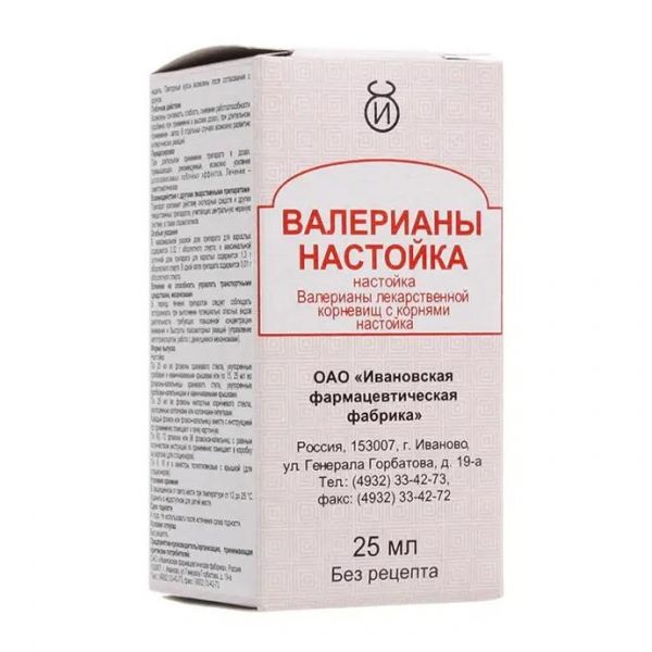 Валерианы 25мл настойка №1 фл. (Ивановская фармацевтическая фабрика оао)