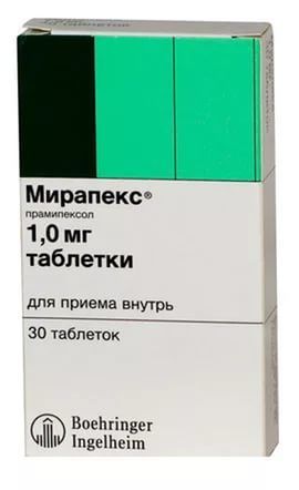 Мирапекс 1мг таблетки №30 (Boehringer ingelheim pharma gmbh)