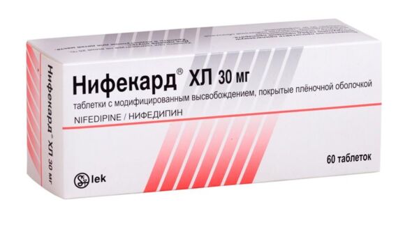Нифекард хл 30мг таб.п/об.модиф.высв. №60 (Novartis pharmaceutical manufacturing/lek pharmaceuticals d.d.)