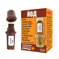Валик ватный с пропиткой р-ром спиртовым йода 5% 2мл (ФЭСТ ООО)