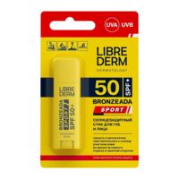 Libriderm (Либридерм) бронзиада спорт стик для губ и лица 4,8г солнцезащ. spf50+ (ЗЕЛДИС)