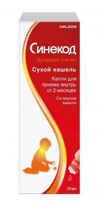 Синекод 5мг/мл 20мл капли д/пр.внутр.детск. №1 фл.-кап. (ГЛАКСО)